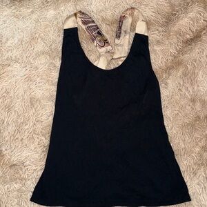 Zachary's Smile Black Tank Top with Patterned Straps - L